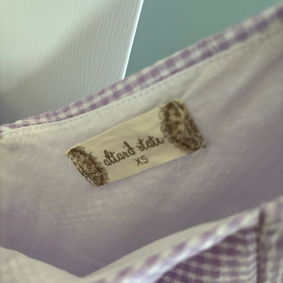 Altar'd State Women's Puff Sleeve Purple Gingham Mini Dress X-Small - Picture 3 of 4